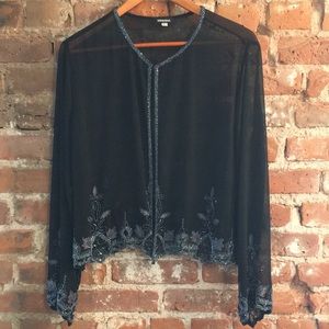 Black Sheer and Beaded Jacket